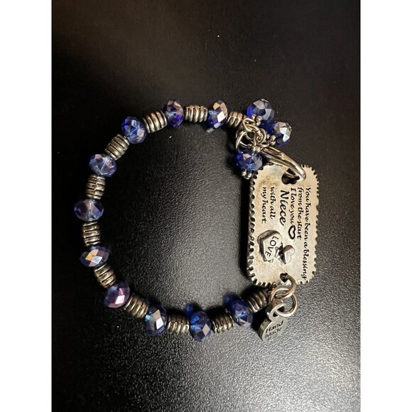 Chubby Chico Charms Handmade Blue & Silver Beaded NIECE Bracelet - Picture 6 of 7
